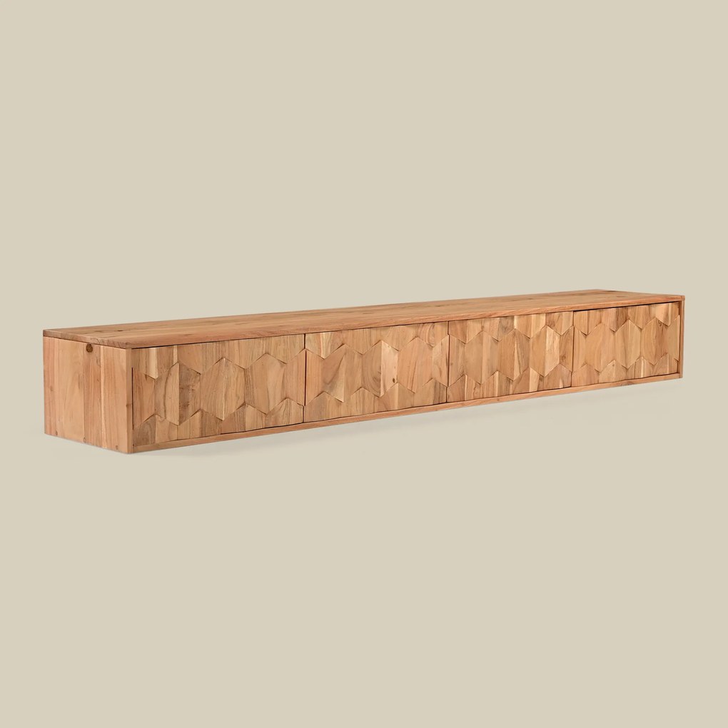 Hangend Tv-meubel Donker Hout Motief 200 Cm - 200x35x25cm.