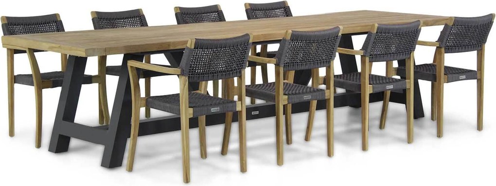 Tuinset 8 personen 330 cm Rope Grijs Lifestyle Garden Furniture Dallas/Trente