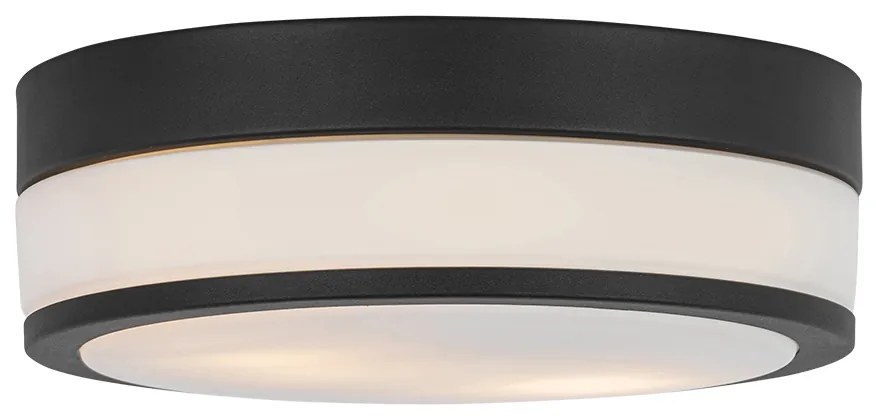 Buitenlamp Moderne plafondlamp zwart 28 cm IP44 - Flavi Modern E27 IP44 Buitenverlichting rond Lamp