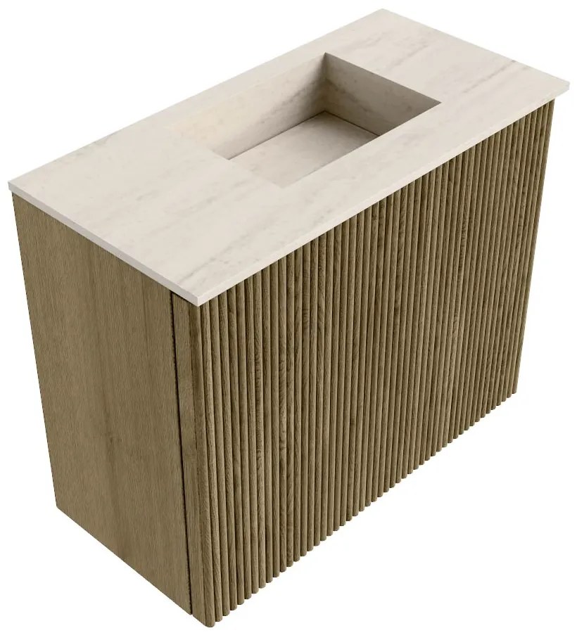 Mondiaz Joya DLux 50cm toiletmeubel dusk met wastafel faye rechts zonder kraangat meli