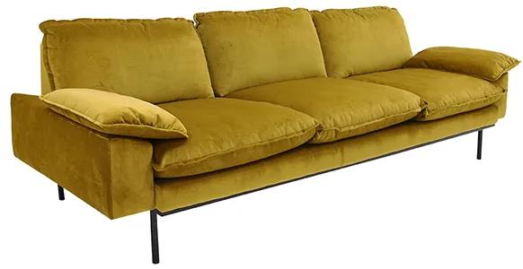 HKliving retro sofa 4-zits oker - Velvet - HKliving - Velours Fluweel