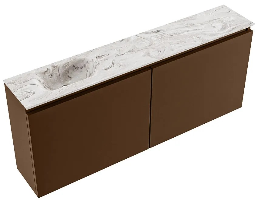 Mondiaz Ture DLux toiletmeubel 120cm rust met wastafel glace links met kraangat