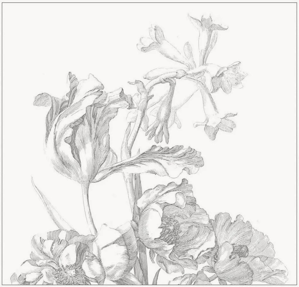 Vliesbehang Engraved Flowers