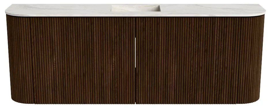Mondiaz Joya DLux 115cm toiletmeubel ronding links/rechts walnut met wastafel faye midden 1 kraangat ostra