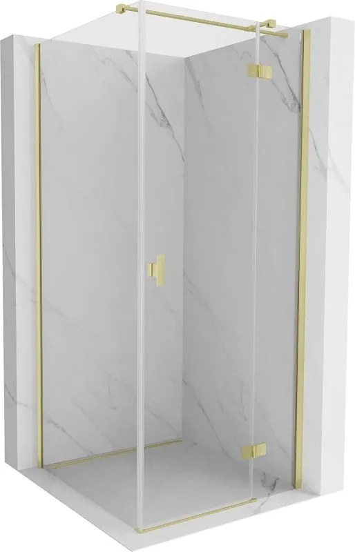 Mexen Mist-H T douchecabine draaideur rechts 90 x 90 cm, transparant, geborsteld goud - 8A5T-090-090-55-00-P