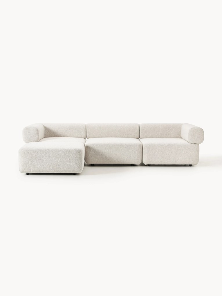 Modulaire bouclé bank Anton (4-zits) met poef (links/rechts)