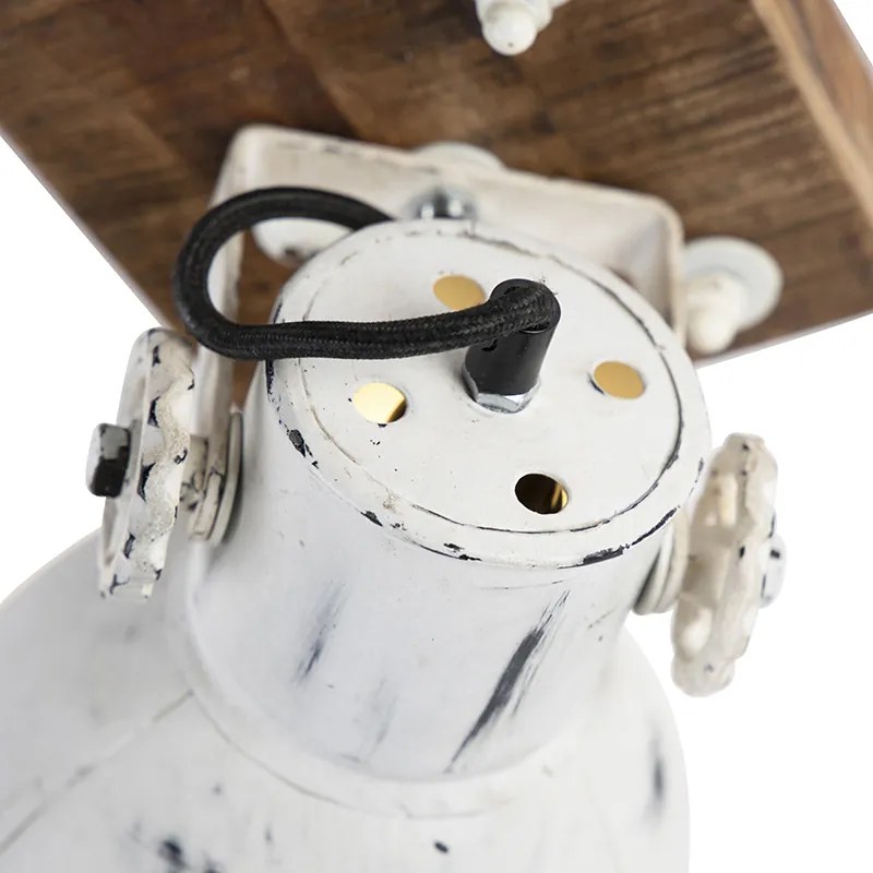 Industriële spot wit met mango hout 18 cm - Mangoes