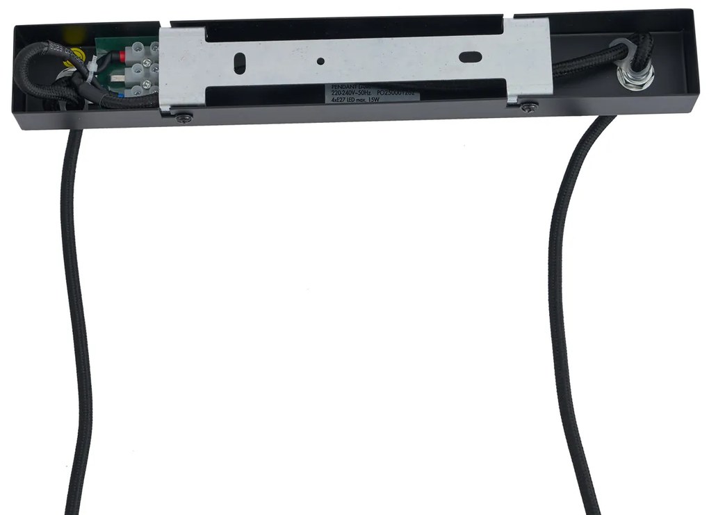 Moderne hanglamp zwart met hout en smoke glas 4-lichts - Aleks