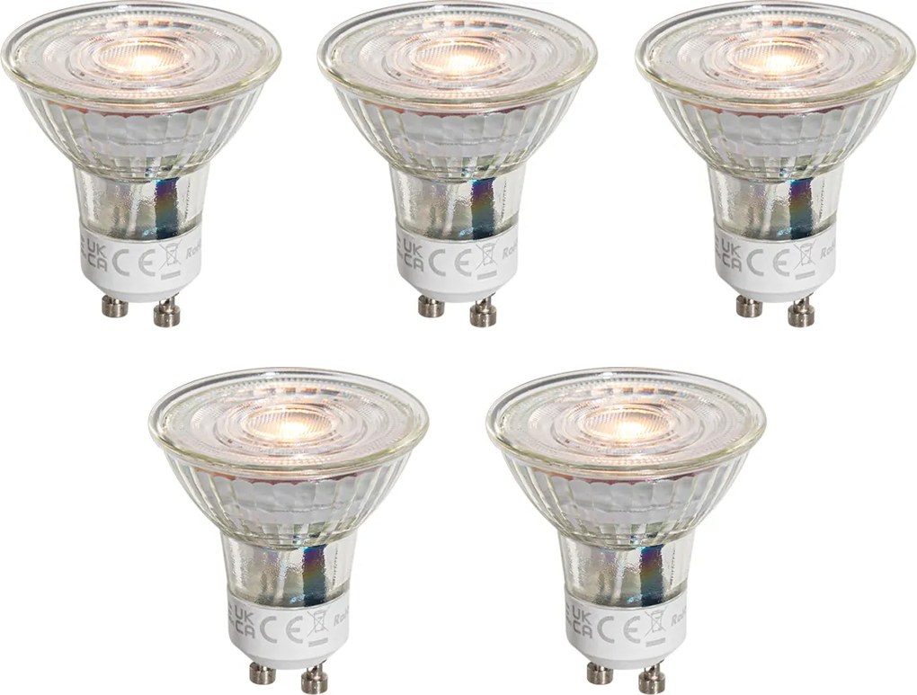 Set van 5 GU10 50mm LED lampen helder 4.5W 360 lm 2700K