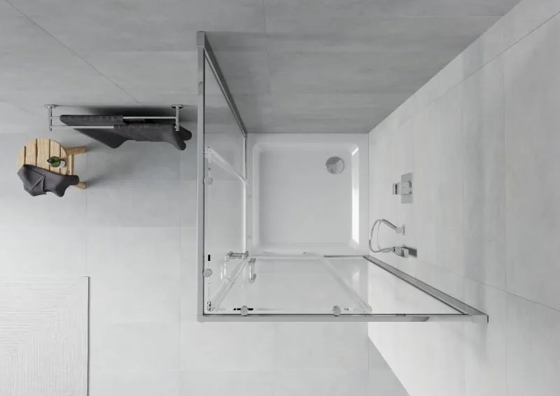 Mexen Rio vierkante douchecabine 90 x 90 cm, transparant, chroom + Flat douchebak, wit - 860-090-090-01-00-4010