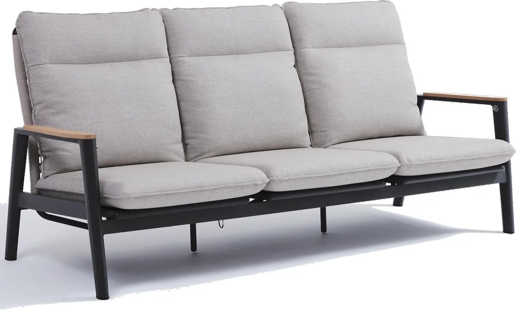 Alzano 3-zitsbank zand rope aluminium antraciet