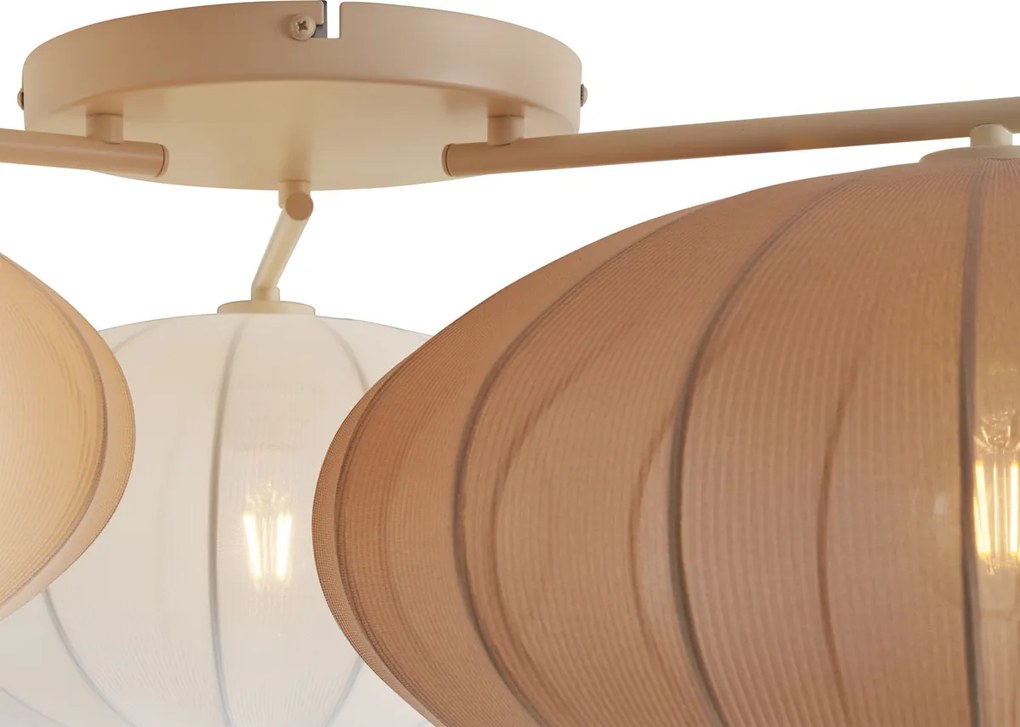 Japandi plafondlamp wit met beige en bruin 3-lichts - Multi Bida