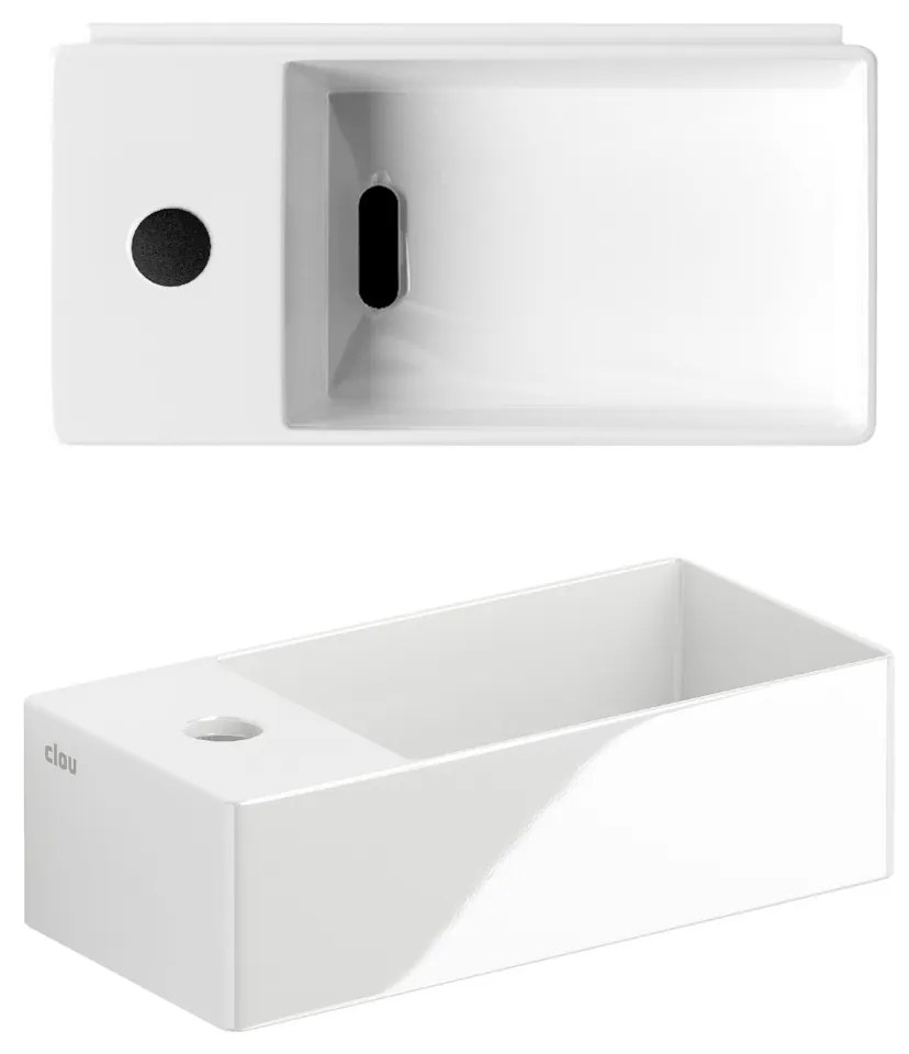Clou New Flush 3 keramische fontein 35cm met kraangat links wit glans
