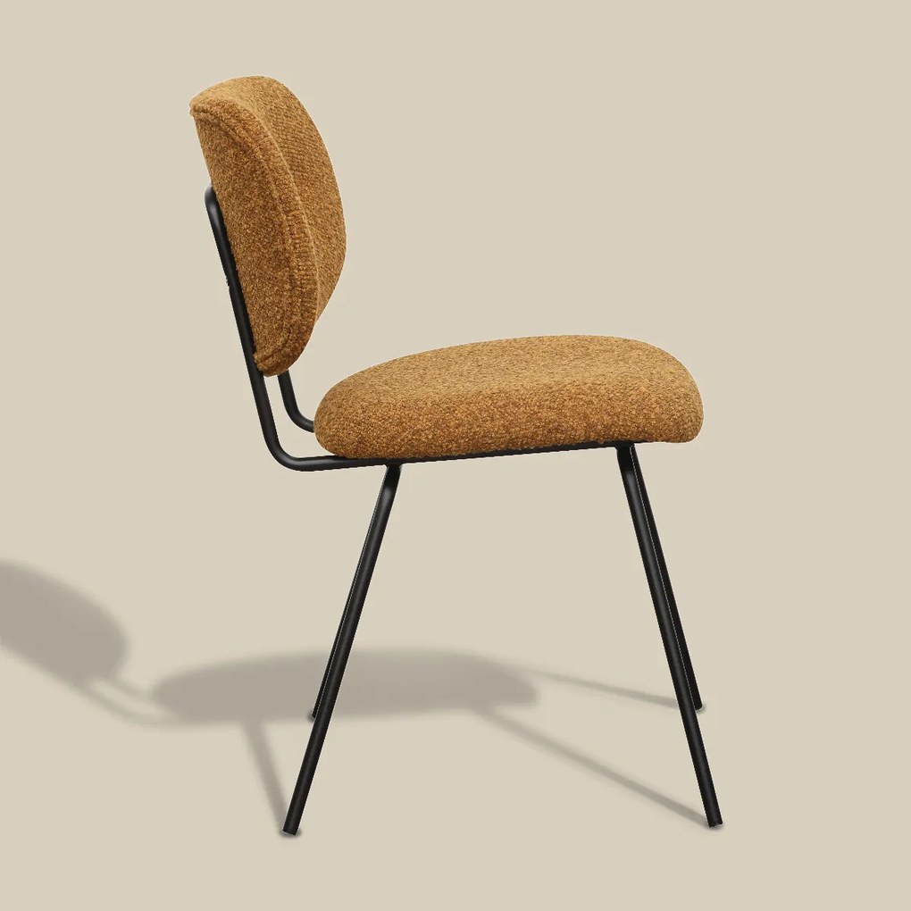 Moderne Eetkamerstoel Okergeel Boucle