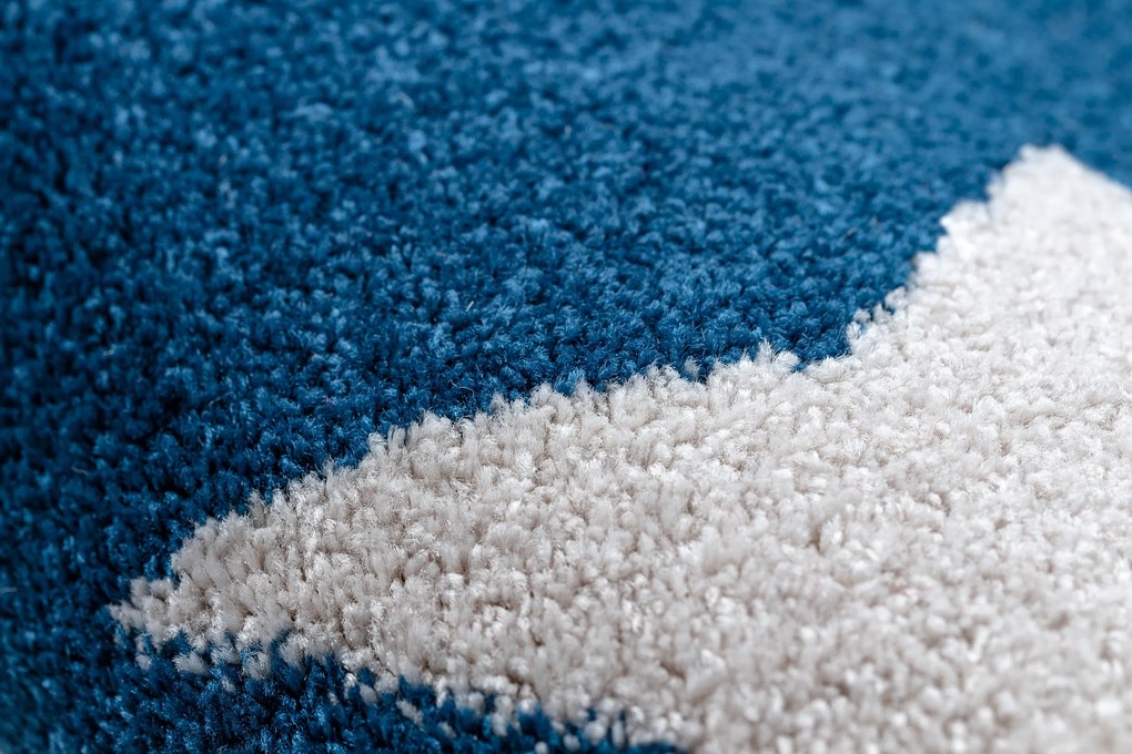 Tapijt SKETCH ROND - FA68 blauw /wit - Sterretje