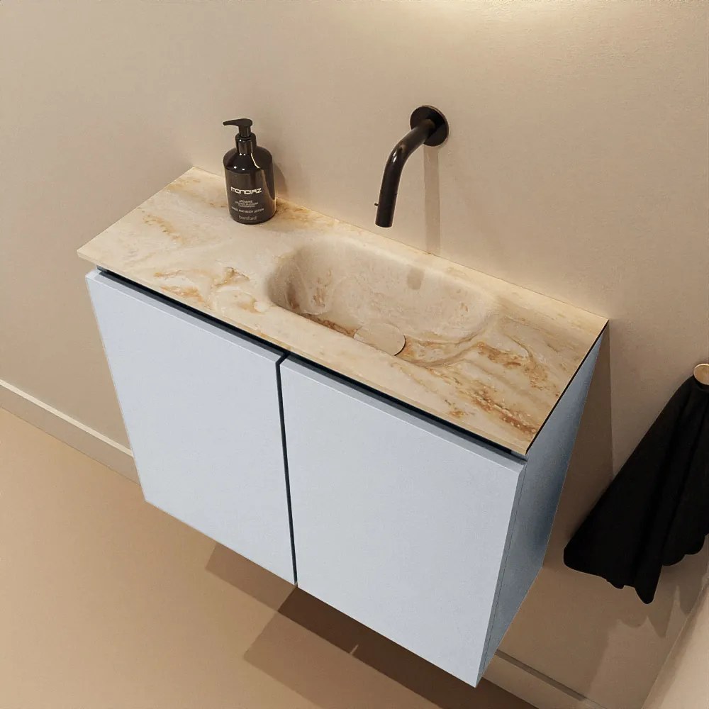 Mondiaz Ture DLux toiletmeubel 60cm clay met wastafel frappe rechts zonder kraangat
