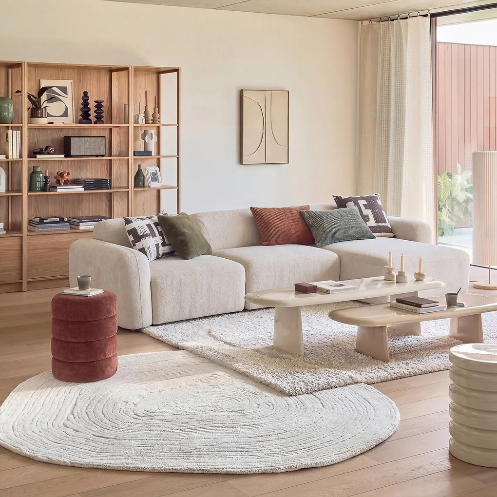 Poef voor modulaire bank, jacquard chenille, AMAD