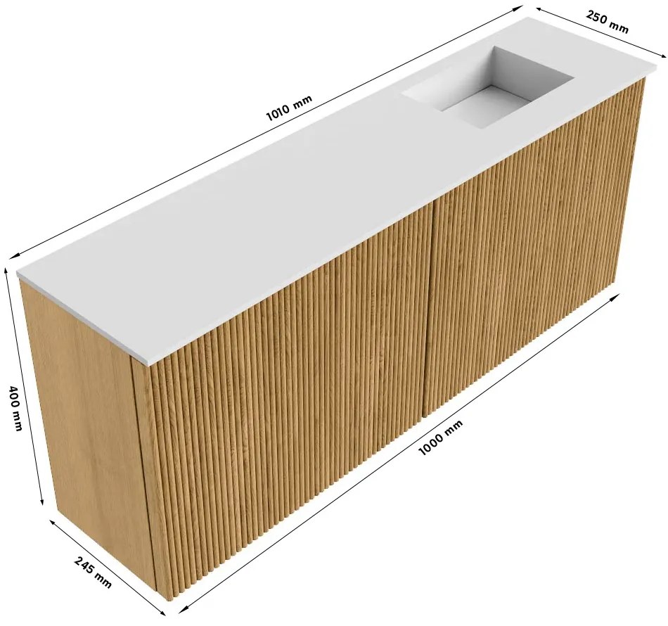 Mondiaz Joya DLux 100cm toiletmeubel dusk met wastafel faye rechts 1 kraangat frappe