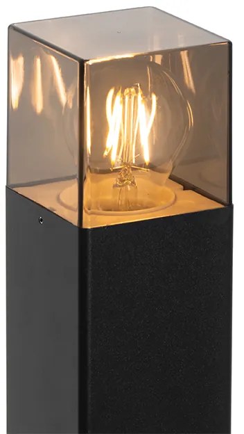 Buitenlamp zwart met smoke glas met grondpin en kabelmof 70cm IP44 - Denmark Modern E27 IP44 Buitenverlichting