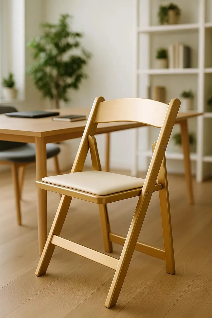 Pak 4 opvouwbare galastoelen met kussen met gouden effect