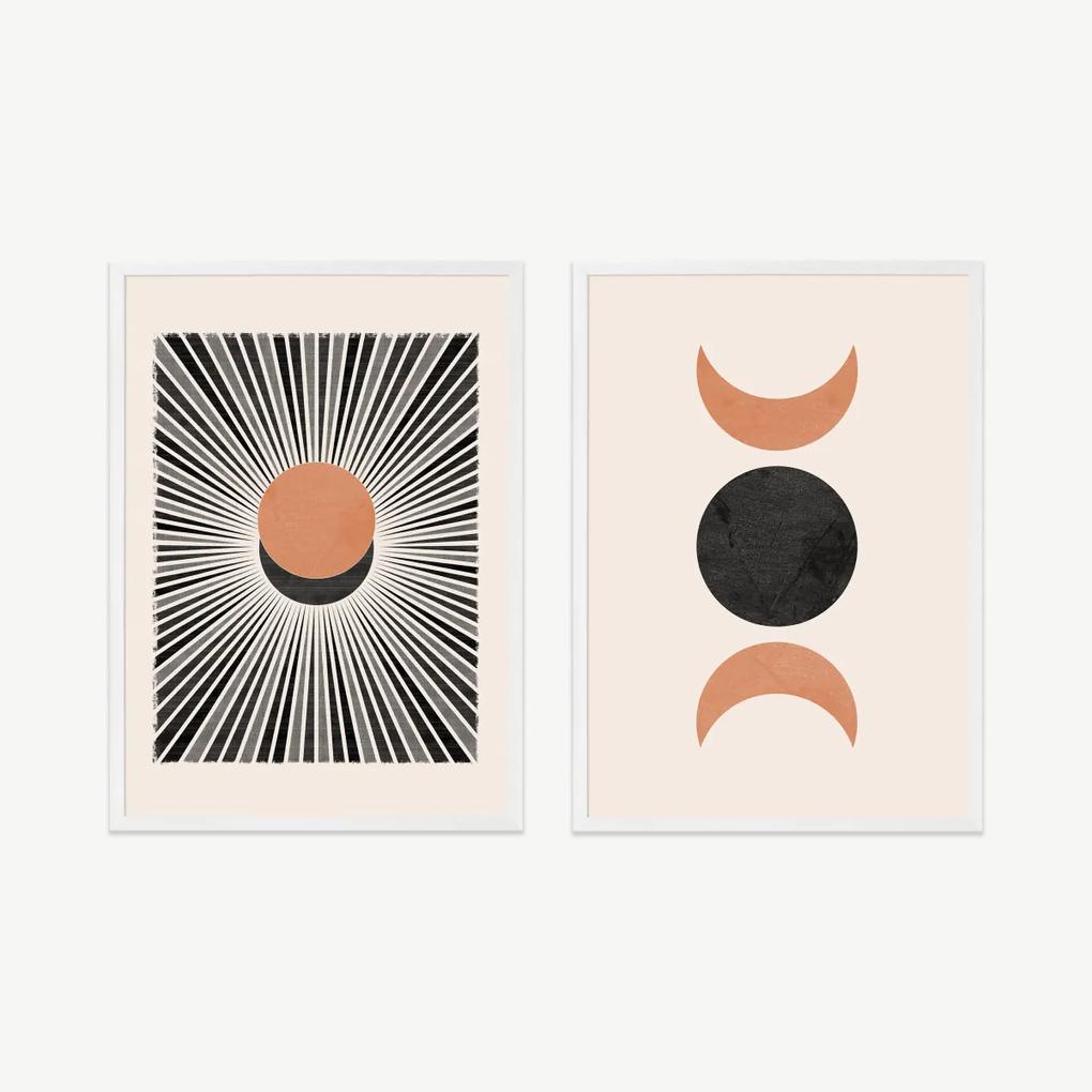 N Minet, 'Sunset Moonrise', set van 2 ingelijste prints, A2