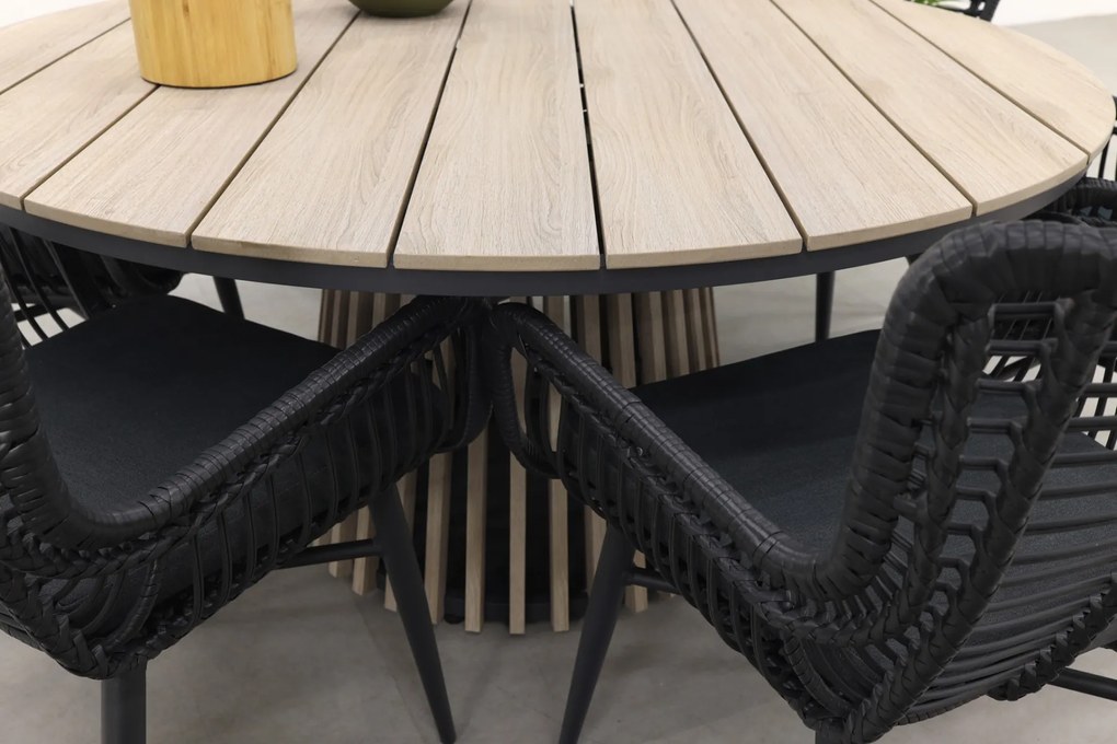 Jasmine Black/GI Trinxa 6-persoons ronde dining tuinset Ø148 cm.
