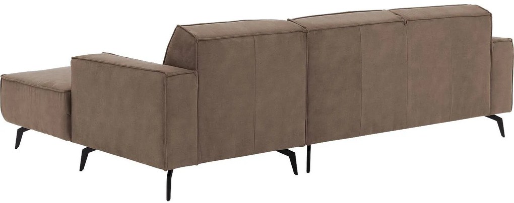 Goossens Hoekbank Hercules bruin, microvezel, 2,5-zits, modern design met chaise longue rechts