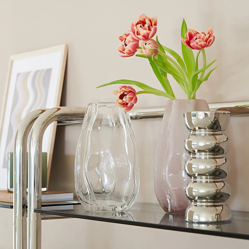 Vaas van verchroomd keramiek H19 cm Fario