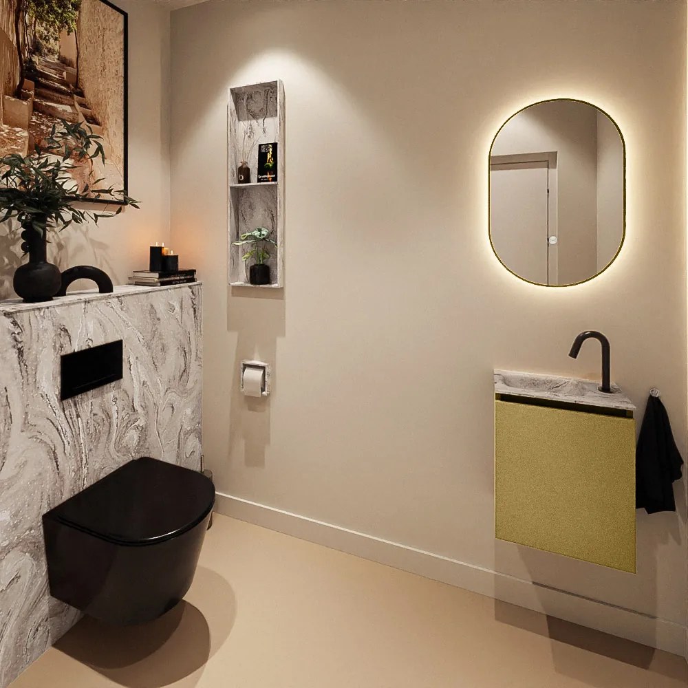 Mondiaz Ture DLux toiletmeubel 40cm oro met wastafel glace links met kraangat