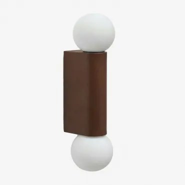 Wandlamp Met 2 Glazen Bollen In Aluminium Irvine Bruin – Koffie - Sklum