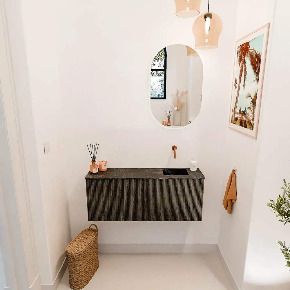 Mondiaz Joya DLux 100cm toiletmeubel shadow met wastafel faye rechts zonder kraangat lava
