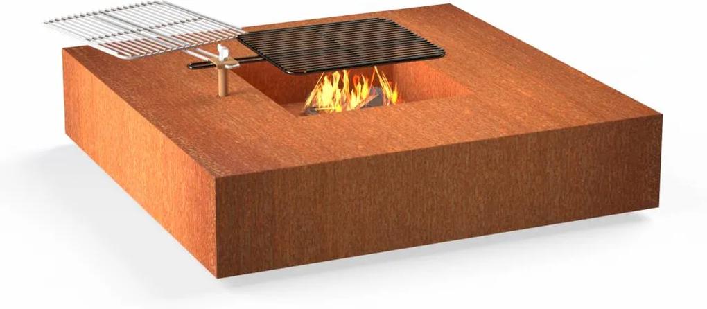 Forno vuurtafel Square Cortenstaal incl. BBQ rooster