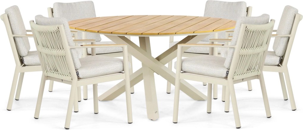 Tuinset 6 personen 150 cm Aluminium/rope Taupe Coco Sevilla/Ancona