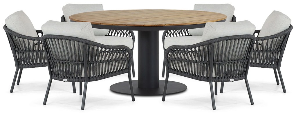 Tuinset Ronde Tuintafel 6 personen 160 cm Aluminium/rope Grijs Coco Puerto/Salerno