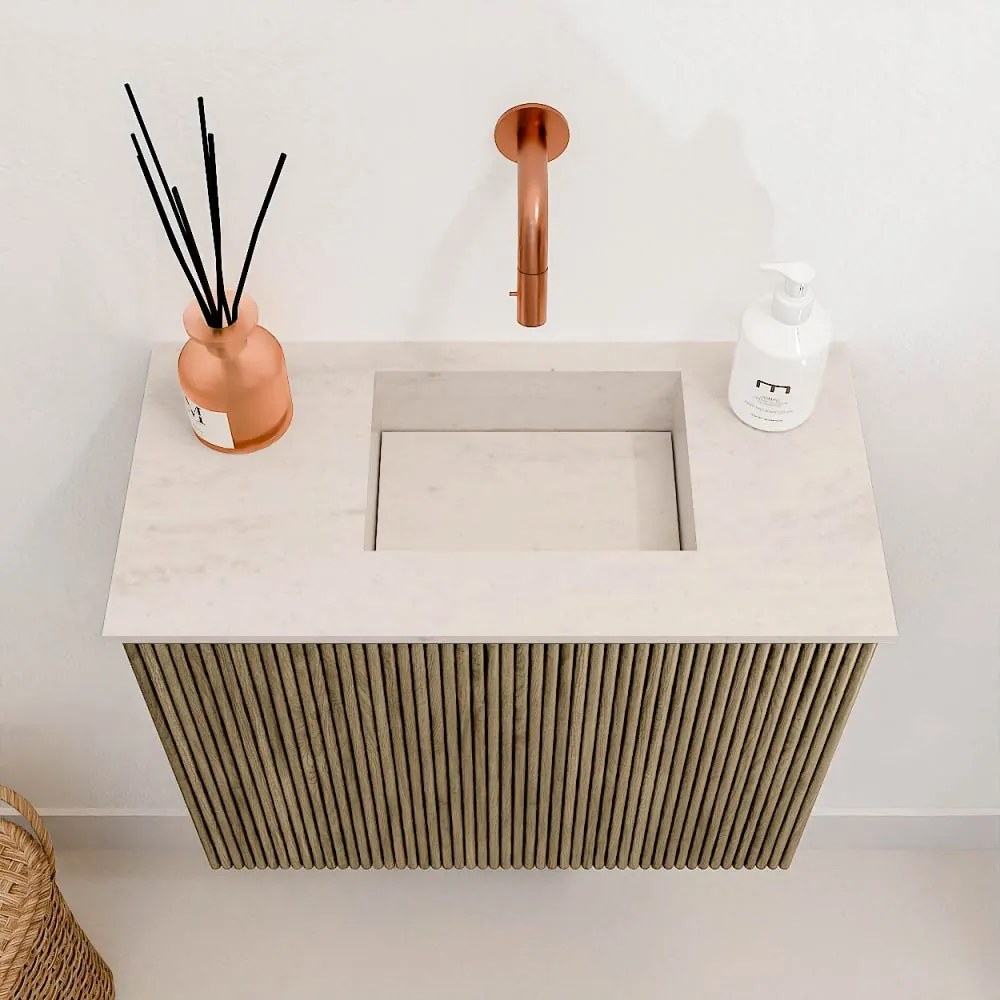 Mondiaz Joya DLux 50cm toiletmeubel dusk met wastafel faye rechts zonder kraangat meli