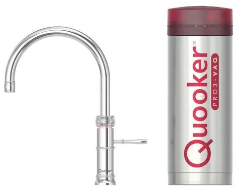 Quooker Classic Fusion Round kokendwaterkraan - draaibare uitloop - PRO3 reservoir - Warm / kokend water - Chroom 3CFRCHR