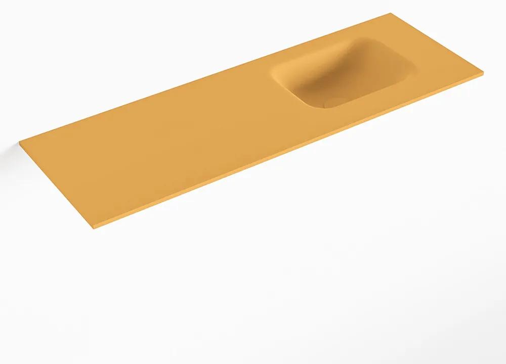 MONDIAZ LEX Ocher solid surface inleg wastafel voor toiletmeubel 90cm. Positie wasbak rechts