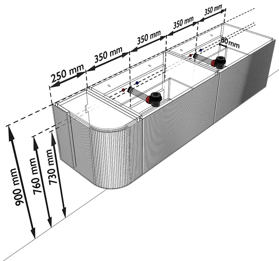 Mondiaz Kurve-dlux 165cm badmeubel ronding links walnut met 2 lades en 1 deur en wastafel stor small dubbel/rechts zonder kraangat lava