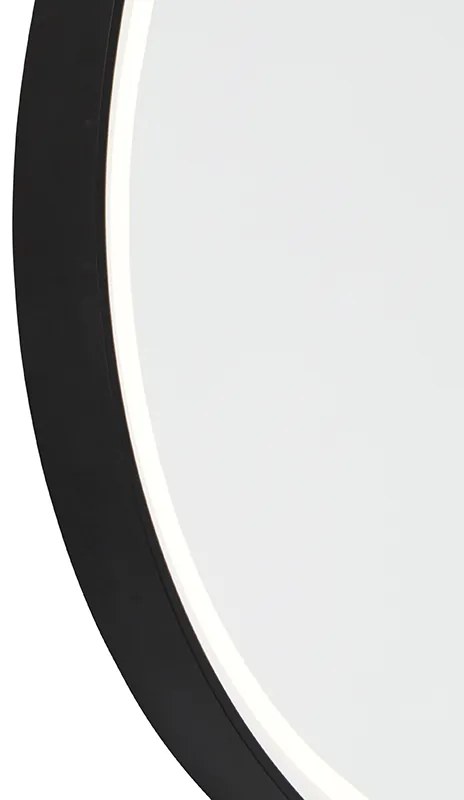 Badkamerspiegel zwart incl. LED 3-staps dimbaar met touch ovaal - Miral Modern IP44 Lamp