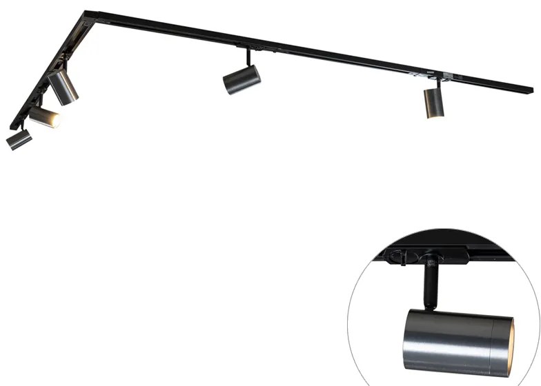 Modern railsysteem met 5 Spot / Opbouwspot / Plafondspots gunmetal 1-fase - Iconic Jeana GU10 Binnenverlichting Lamp