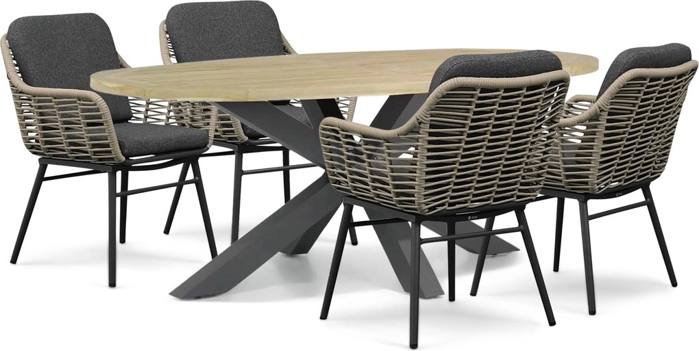 Tuinset 4 personen 200 cm Rope Grijs Coco Antoni/Brookline