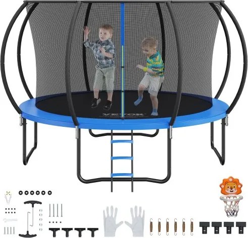 VEVOR Tuintrampoline 86 cm Ladderhoogte, Kindertrampoline voor binnen en buiten met een draagvermogen van 180 kg, Trampolines met 360° veiligheidsnet en schokdempend, Buitentrampolines voor kinderen en volwassenen