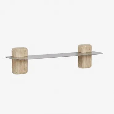 Set Van 2 Wandplanken Van Roestvrij Staal Serbian ↔︎ 80 Cm & Travertine - Sklum