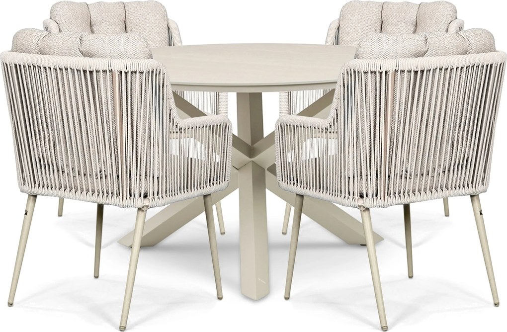 Tuinset 4 personen 120 cm Rope Zand/Beige Lifestyle Garden Furniture Tivoli/Xento