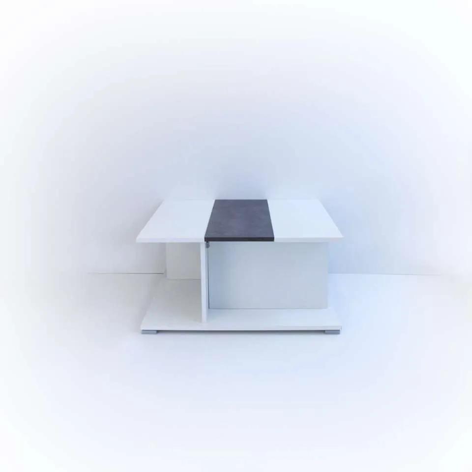 Symbiosis salontafel Forsnes - wit/betongrijs - 37,2x73,6x73,6 cm - Leen Bakker