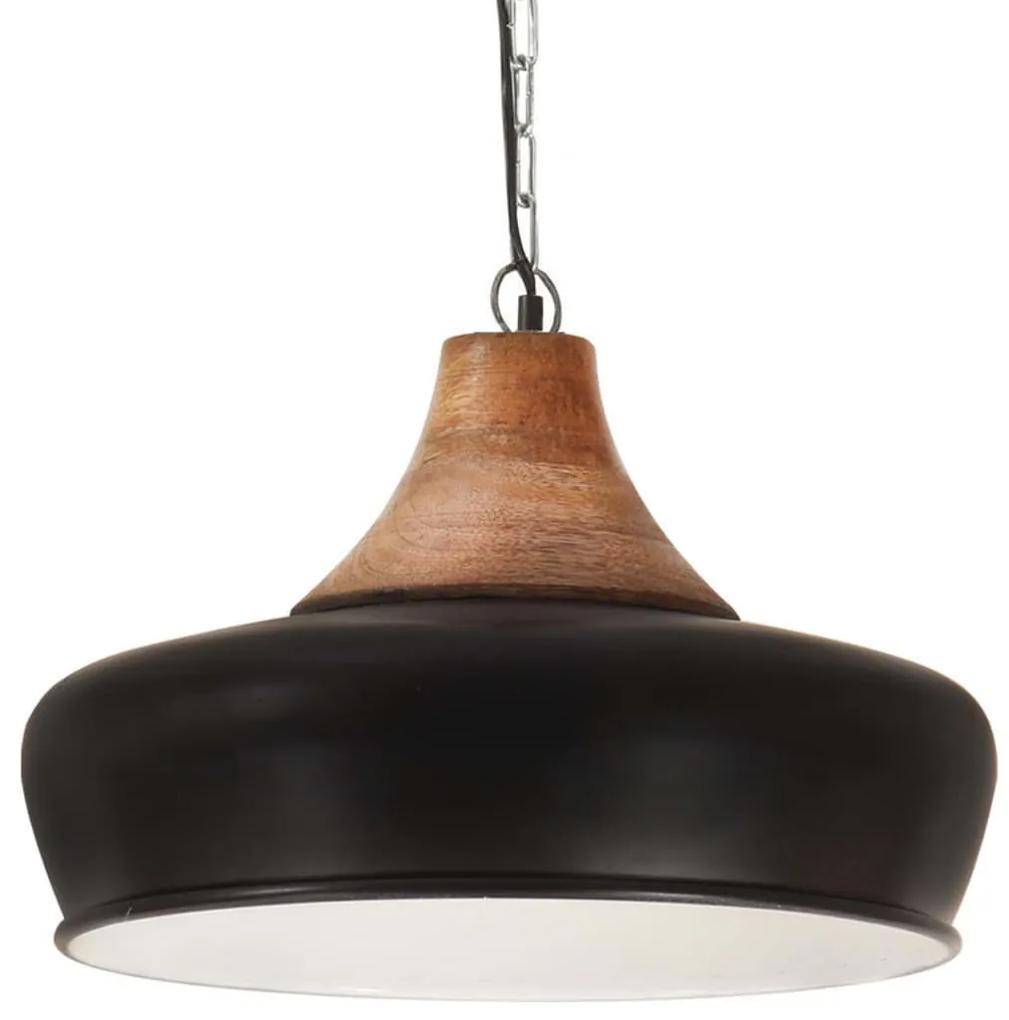 vidaXL Hanglamp industrieel E27 26 cm ijzer en massief hout zwart