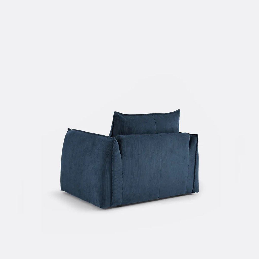 Rechte, uitklapbare fauteuil, 1-zits, van fijn geribd fluweel, TIKI