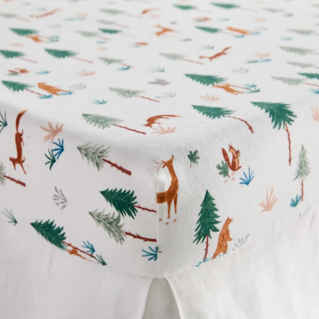 Hoeslaken voor kinderen, flanel, omslag 25 cm, dierenprint, GRIZZLY