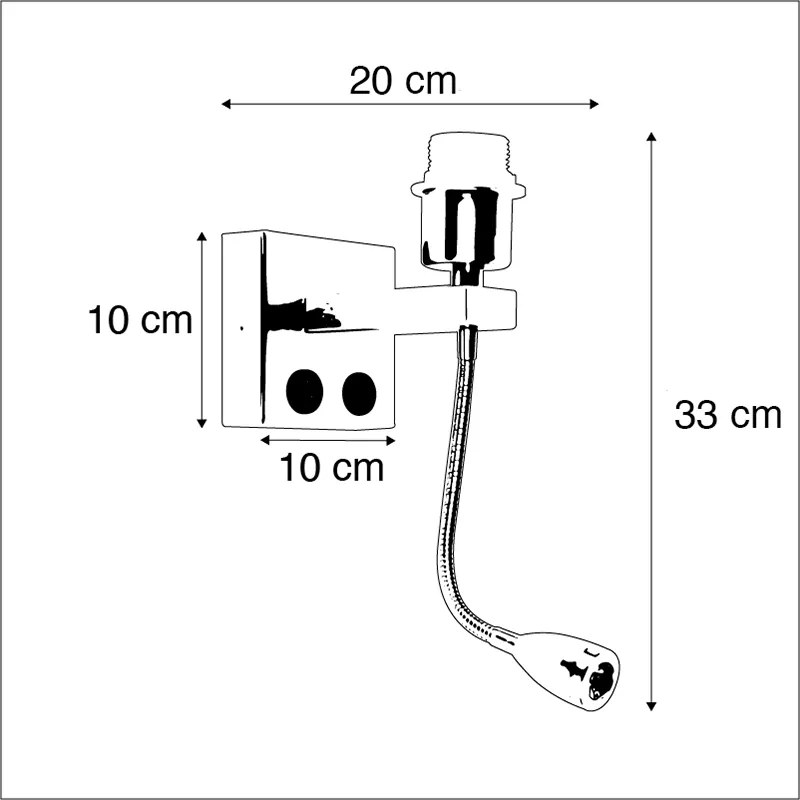 Art deco wandlamp goud met USB en flexarm - Brescia Combi