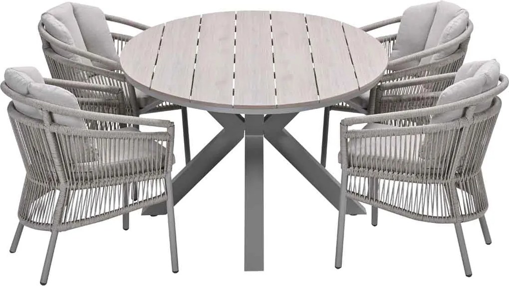 Garden Impressions Sorong tuinset 5-delig - Tulli tuintafel 180x115 cm - light teak vironwood